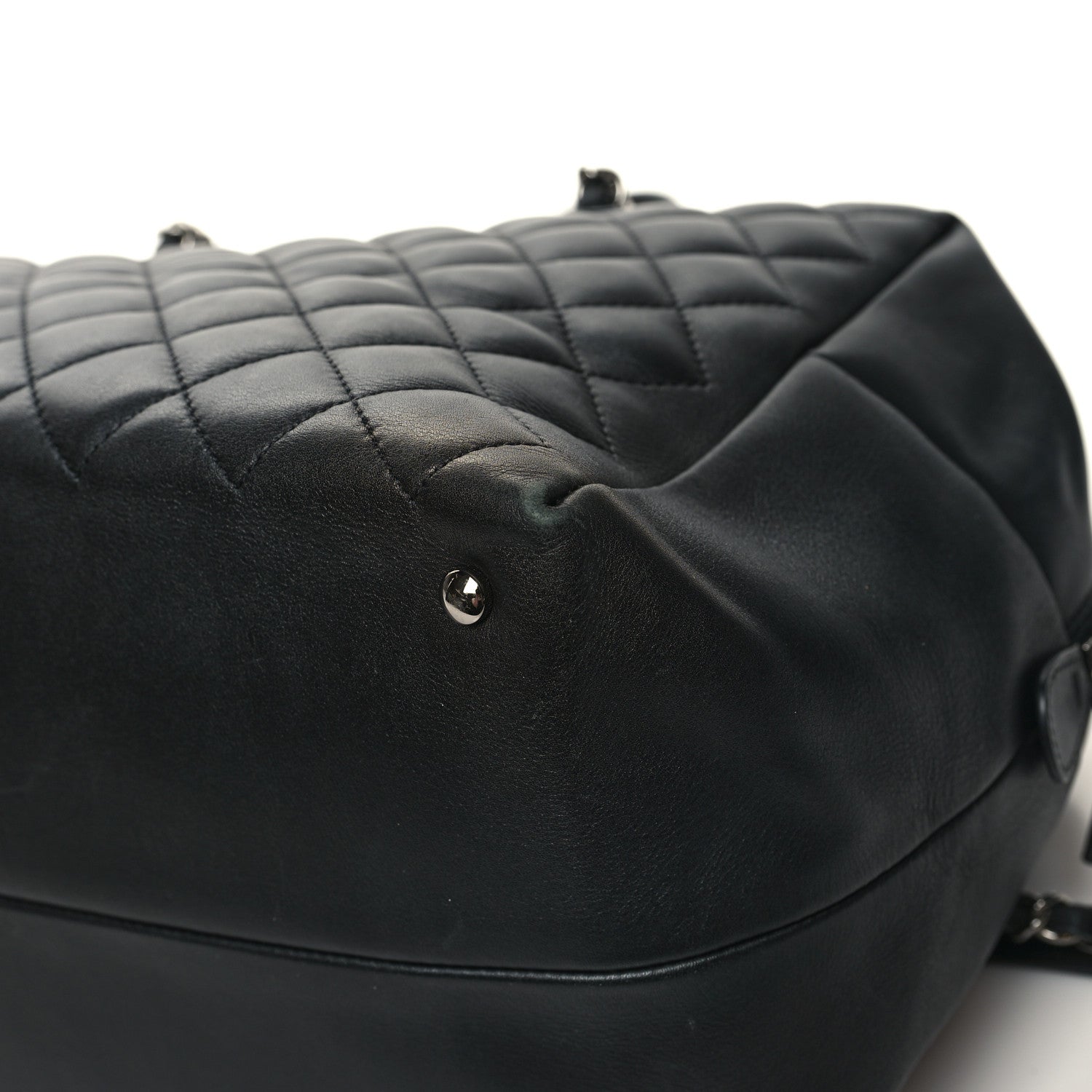 Chanel Calfskin Quilted Feather Weight Bowling Bag Black 12 of 14