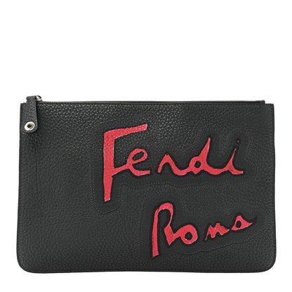 Fendi Cuoio Romano Logo Clutch Black 1 of 9