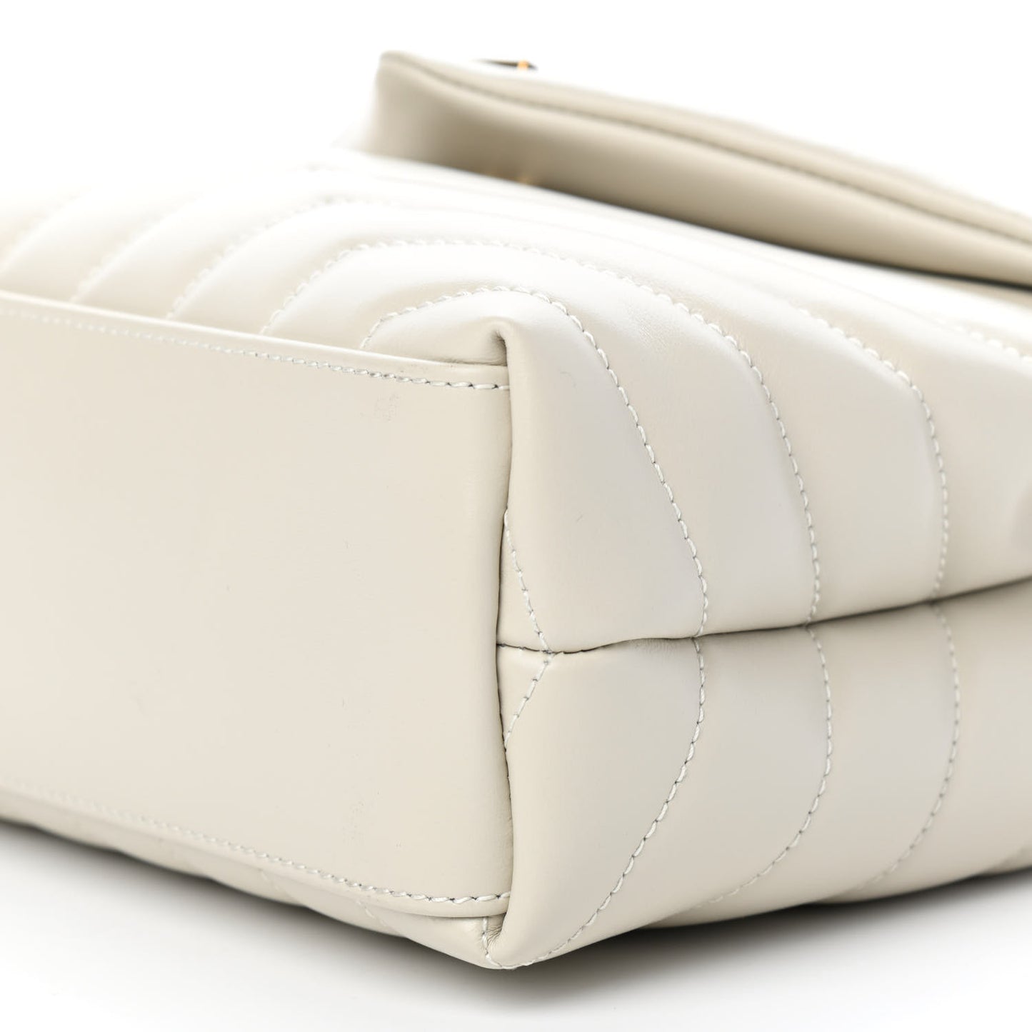 Calfskin Y Quilted Monogram Small Loulou Chain Satchel Crema Soft