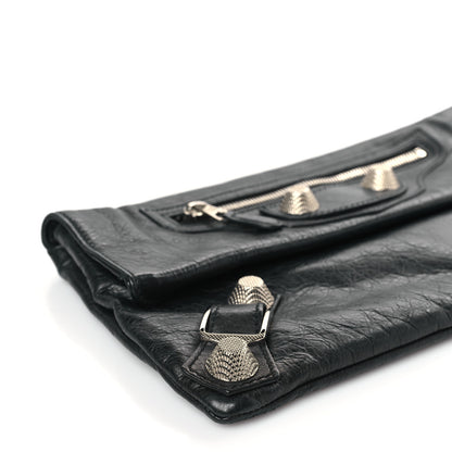 Balenciaga Agneau Giant 21 Silver Hardware Envelope Clutch Black 7 of 8