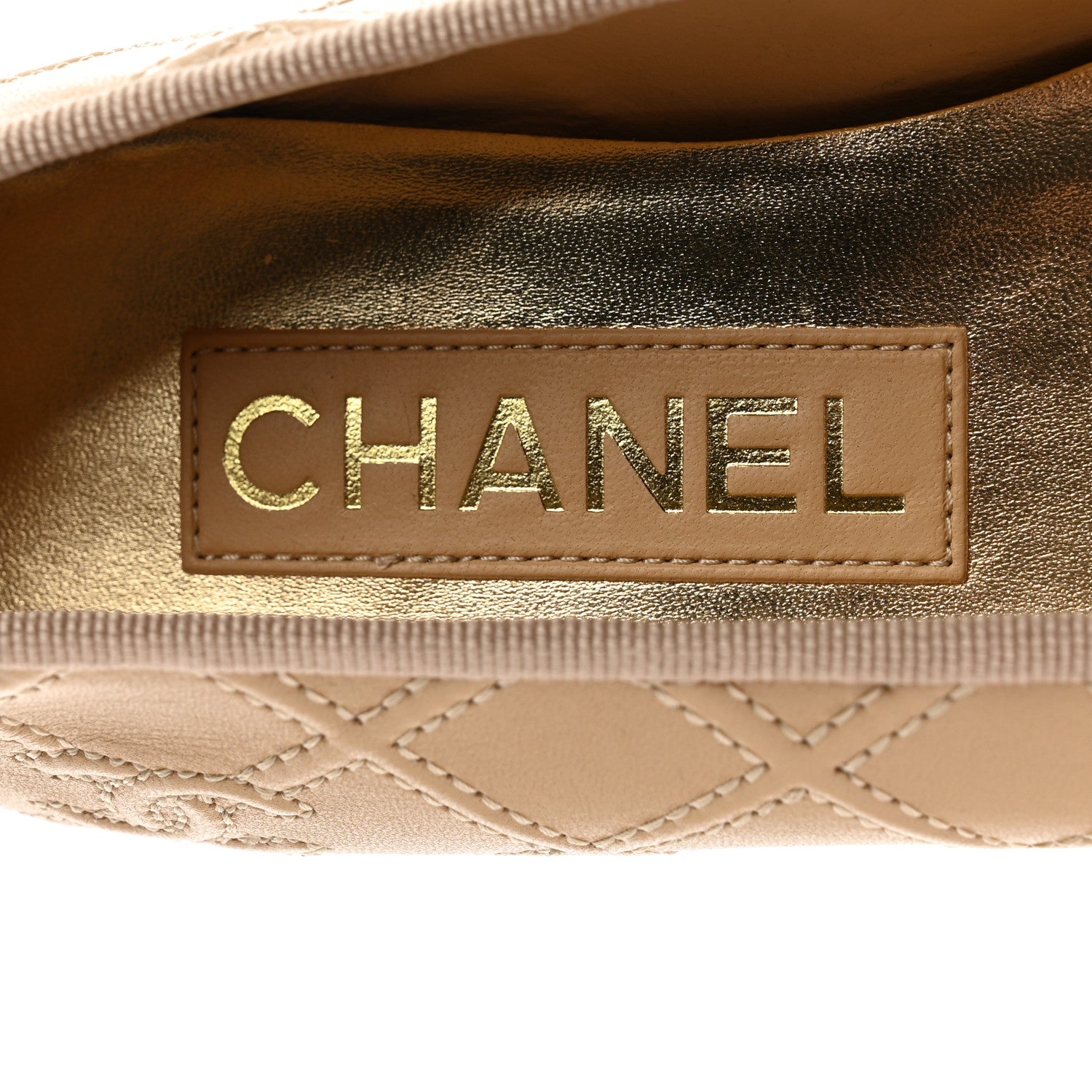 Chanel Lambskin Patent Calfskin Double Stitched CC Cap Toe Ballerina Flats 36 Beige Black 8 of 9