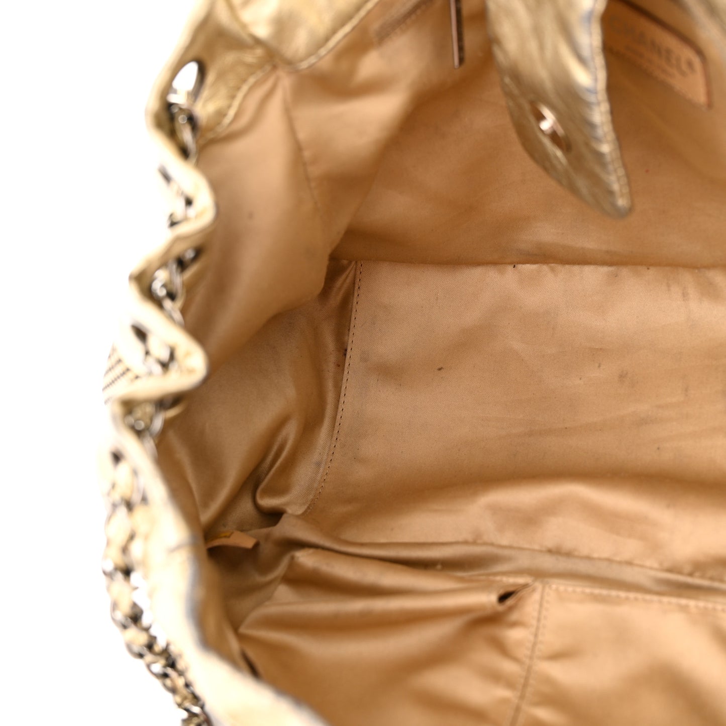Metallic Lambskin Perforated Hollywood Accordion Flap Bag Gold