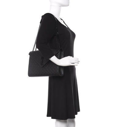 Saint Laurent Grain De Poudre Textured Mixed Matelasse Large Triquilt Monogram Monochrome Satchel Black 2 of 10