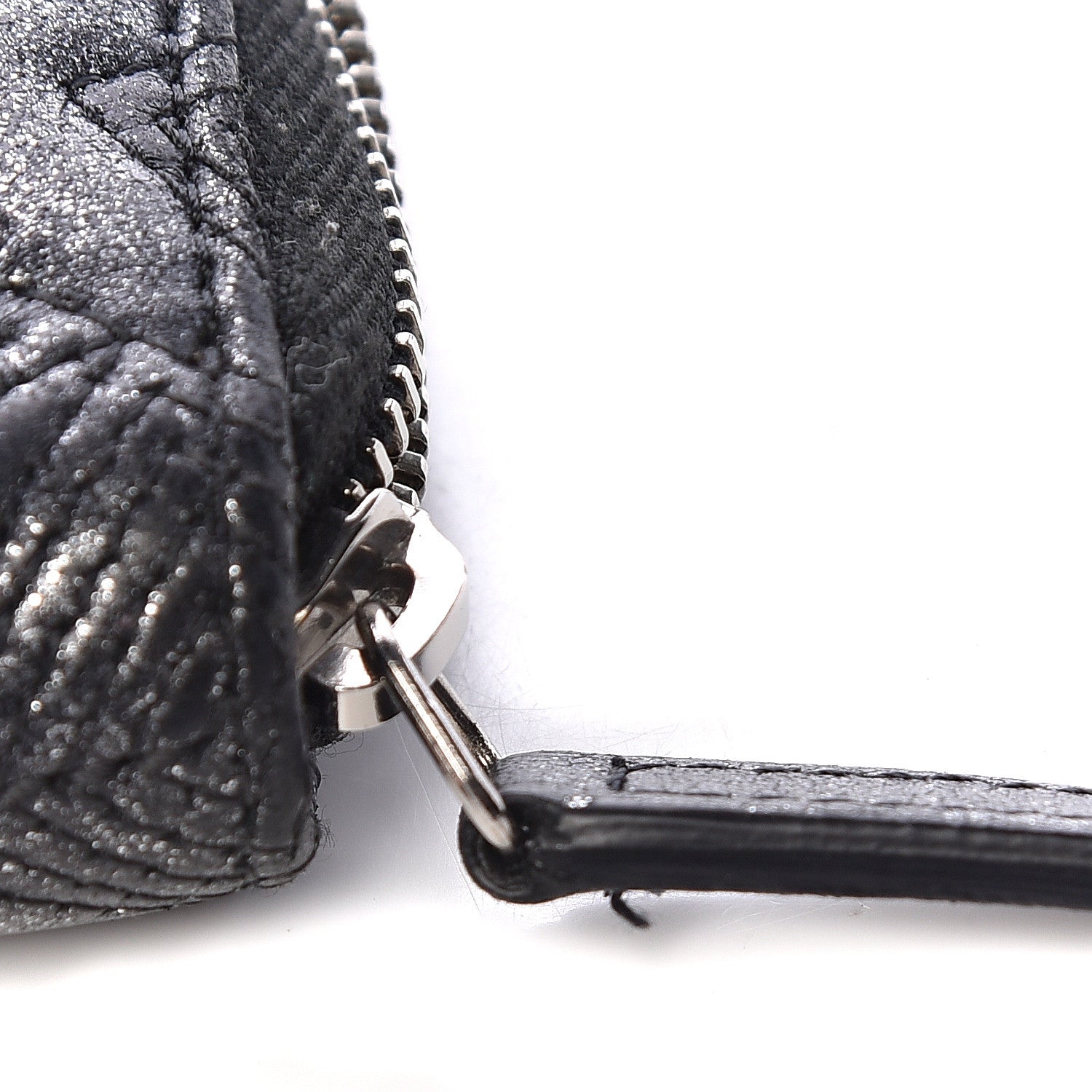 Chanel Metallic Lambskin Star Embossed Coin Purse Case Dark Grey 8 of 9