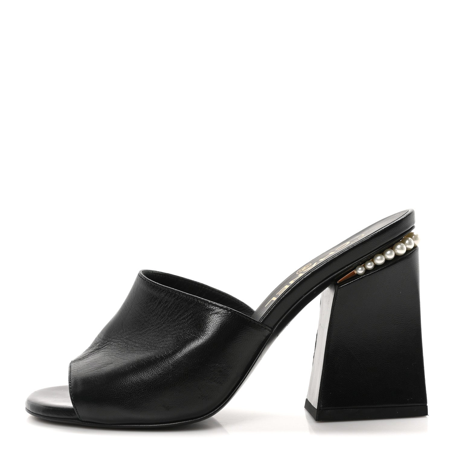 Chanel Shiny Goatskin Pearl Mule 37 Black 1 of 8