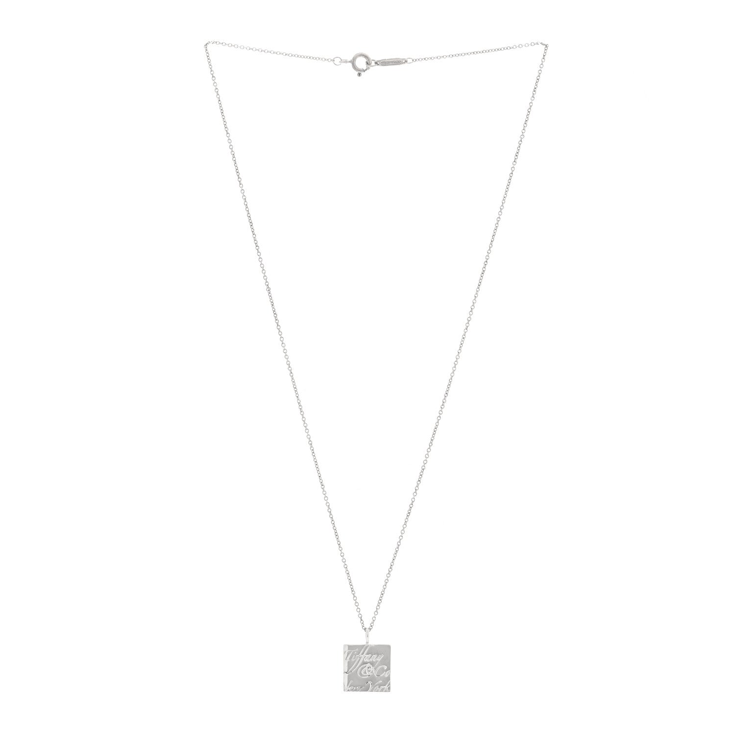 Tiffany Sterling Silver Love Notes Square Pendant Necklace 3 of 5
