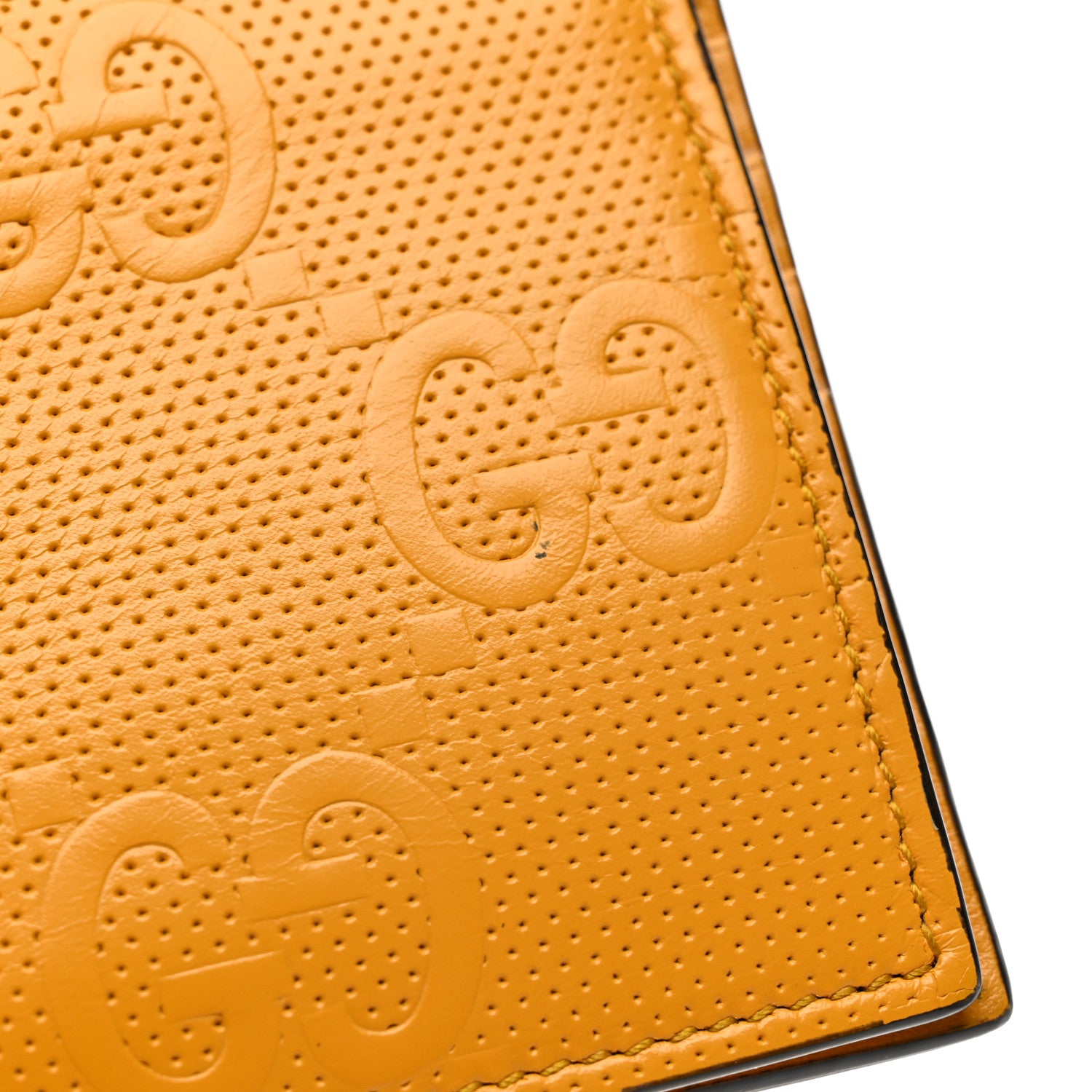 Gucci Calfskin GG Tennis Embossed Bi-Fold Wallet Yellow Tangerine 11 of 12