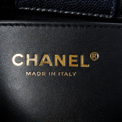 Chanel Caviar Quilted Camellia Small Shopping Bag Black 6 of 12