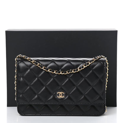 Chanel Lambskin Quilted Wallet On Chain WOC Black 13 of 13