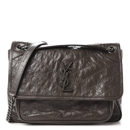 Saint Laurent Crinkled Calfskin Matelasse Monogram Medium Niki Chain Satchel Storm 1 of 9