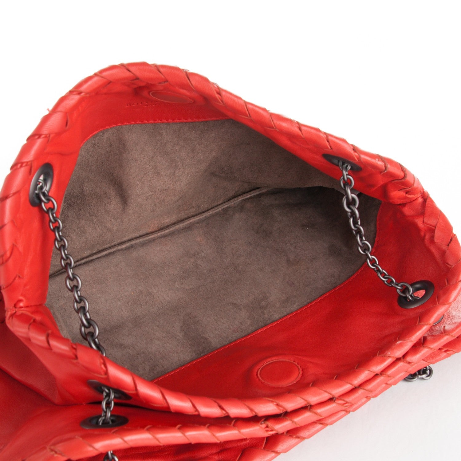 Bottega Veneta Nappa Intrecciato Shoulder Bag Red 5 of 9