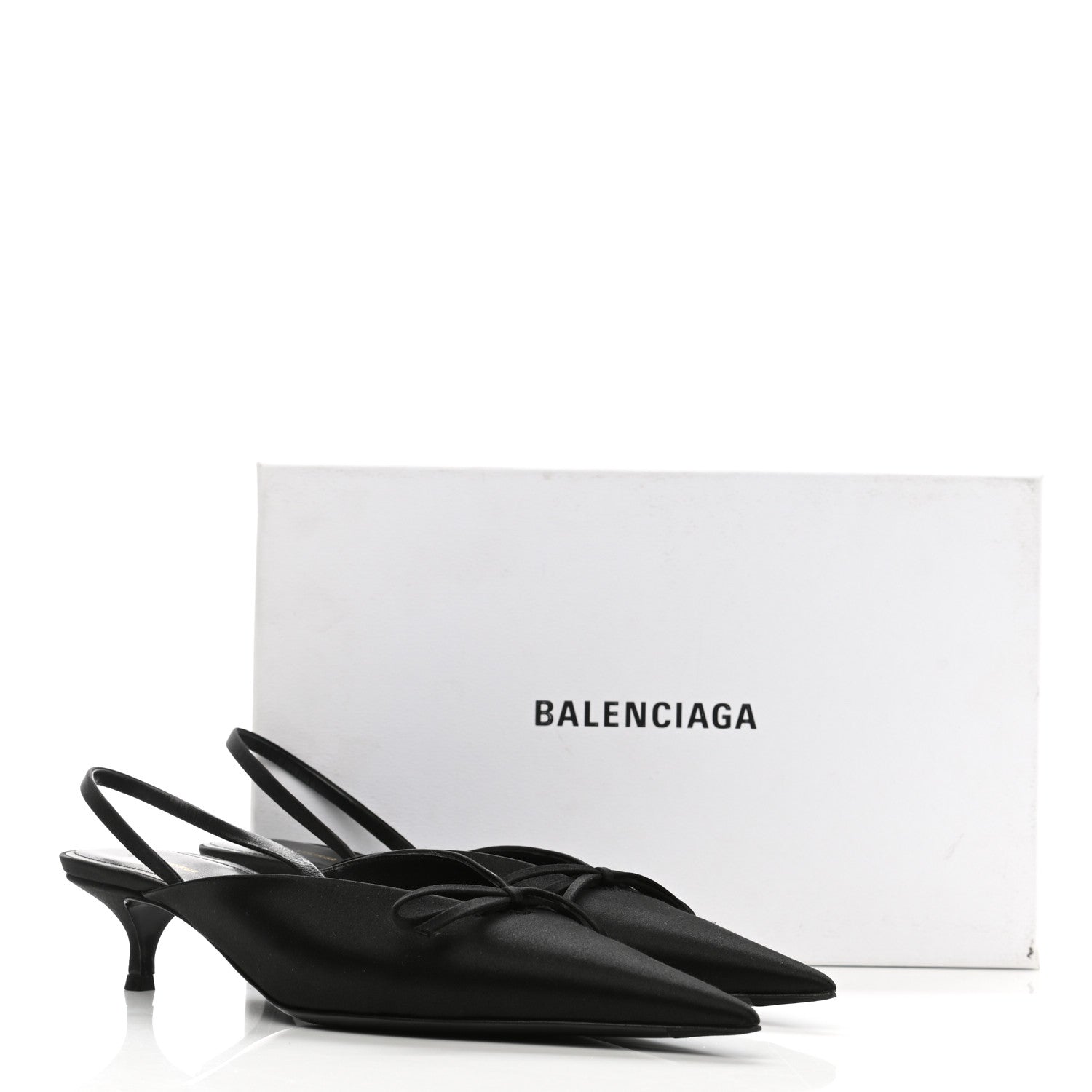 Balenciaga Satin Pointed Toe Knife Slingback 40mm Mules 39 Black 9 of 9