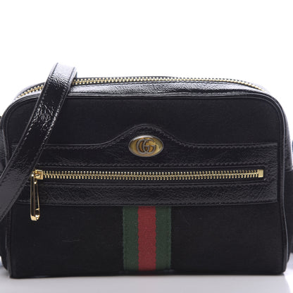Gucci Suede Patent Web Mini Ophidia Shoulder Bag Black 8 of 10