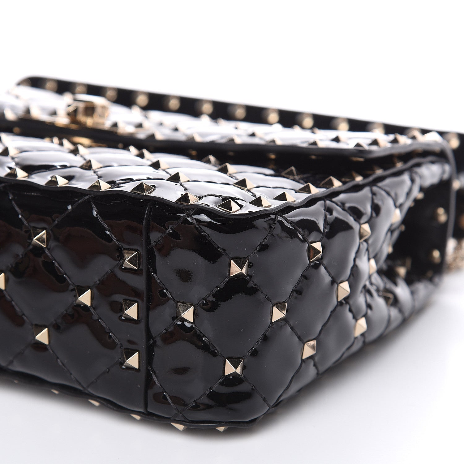 Valentino Garavani Patent Medium Rockstud Spike Shoulder Bag Black 8 of 10