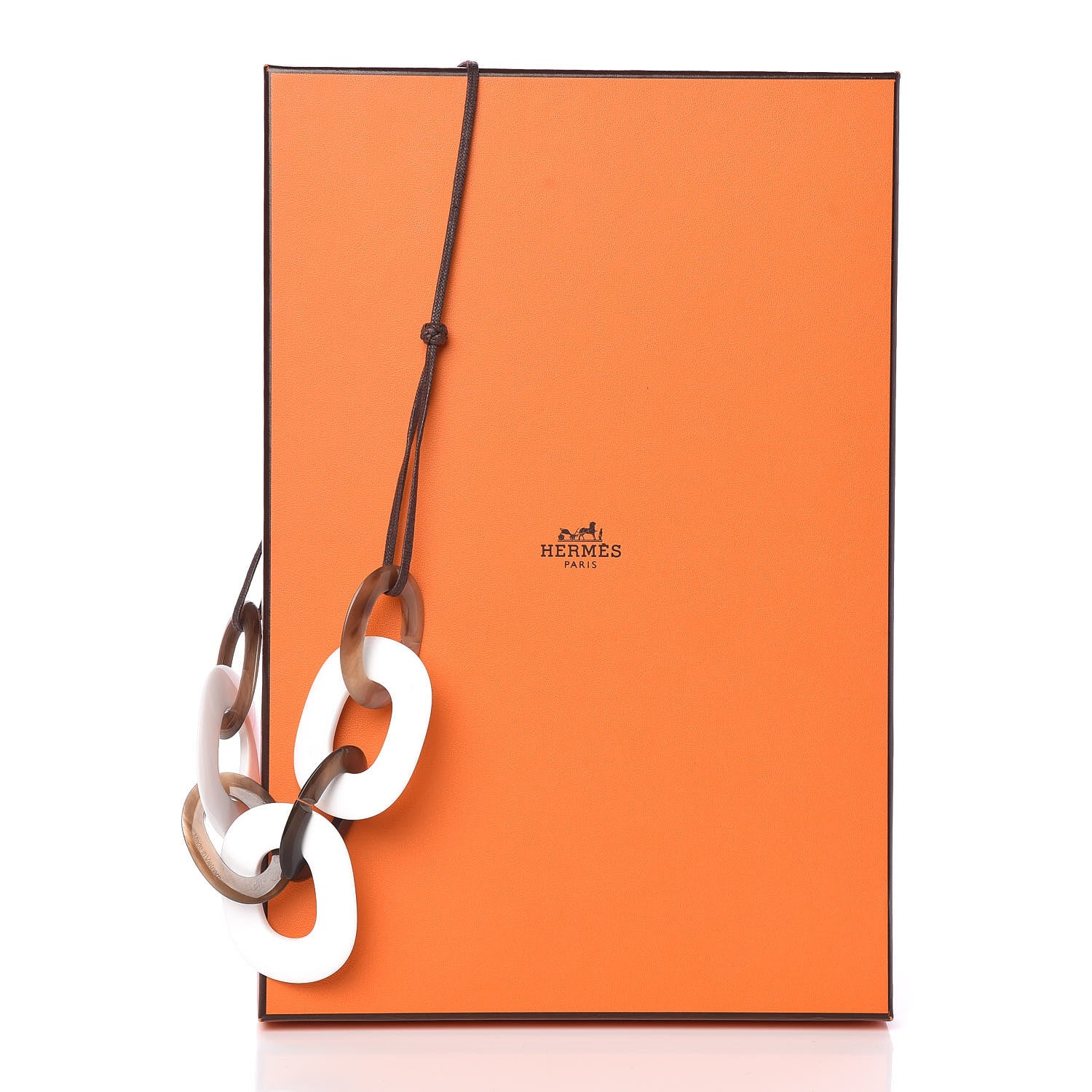Hermes Lacquered Wood Buffalo Horn Karamba Necklace White 5 of 5