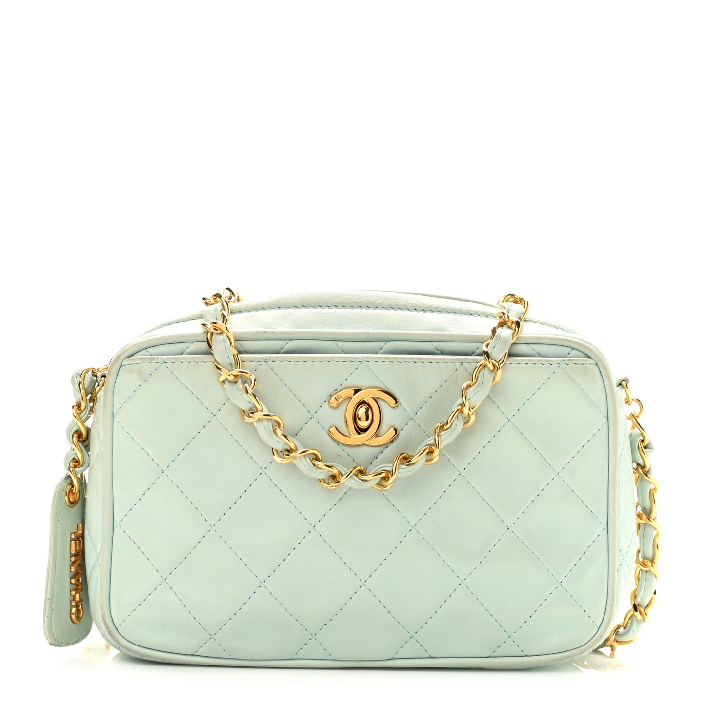 Lambskin Quilted CC Camera Case Light Blue