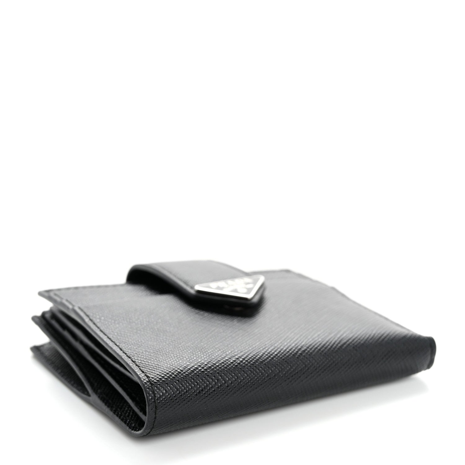 Prada Saffiano Metal Coin Case Card Holder Black 4 of 7