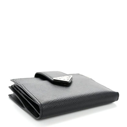 Prada Saffiano Metal Coin Case Card Holder Black 4 of 7