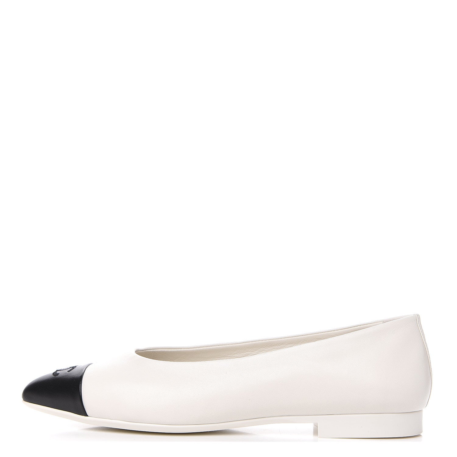 Chanel Glazed Lambskin Cap Toe Pointed Toe 40 White Black 1 of 9