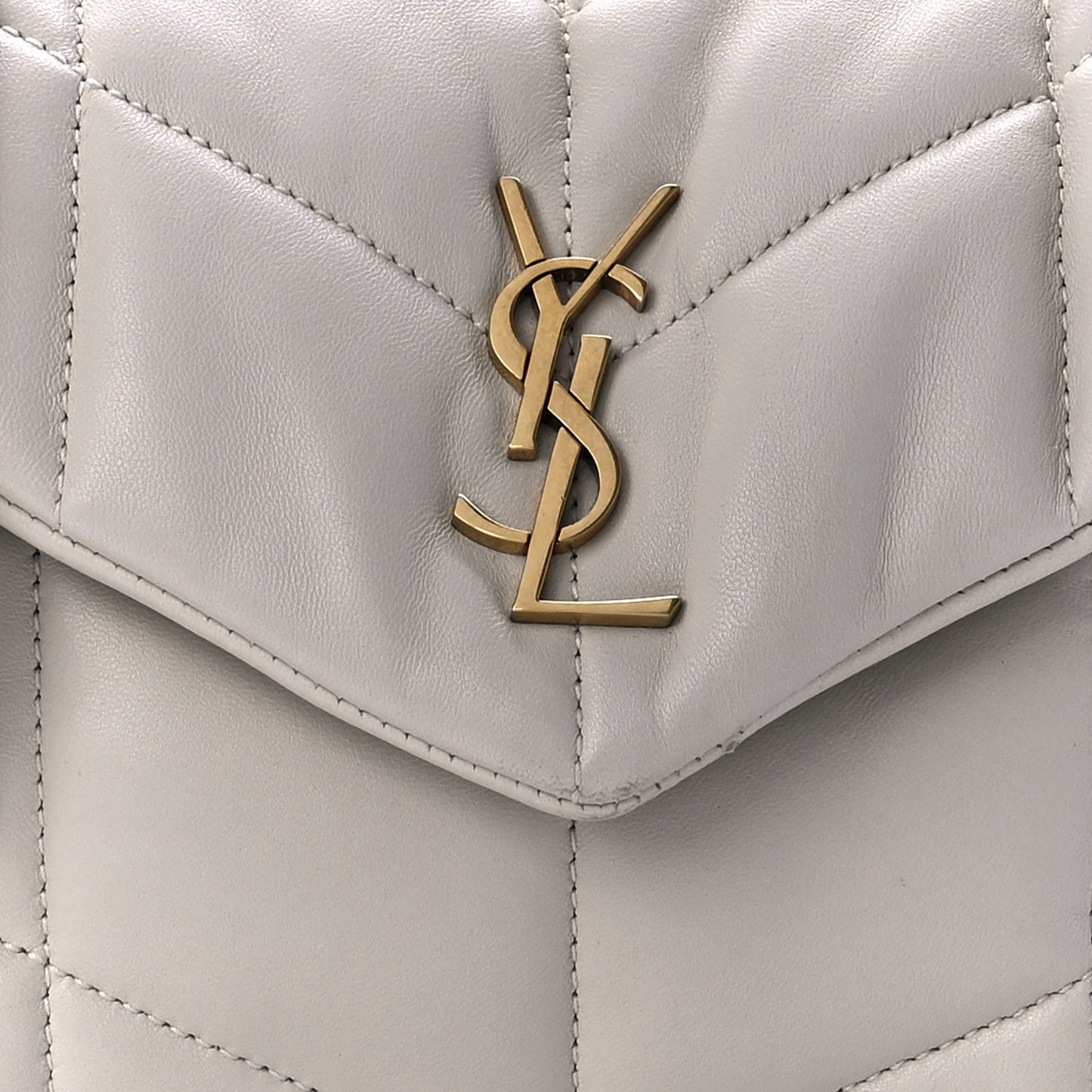Lambskin Quilted Toy Loulou Puffer Monogram Chain Satchel Crema Soft