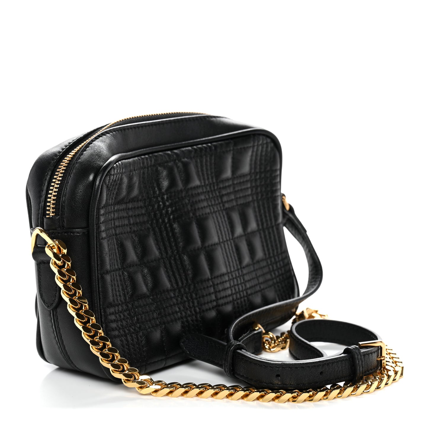 Calfskin Quilted Mini Lola Camera Bag Black
