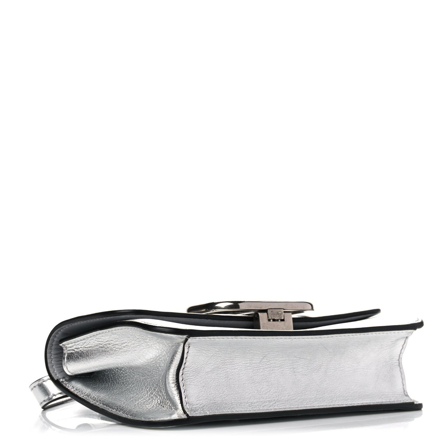 Metallic Calfskin VSling Belt Bag Silver