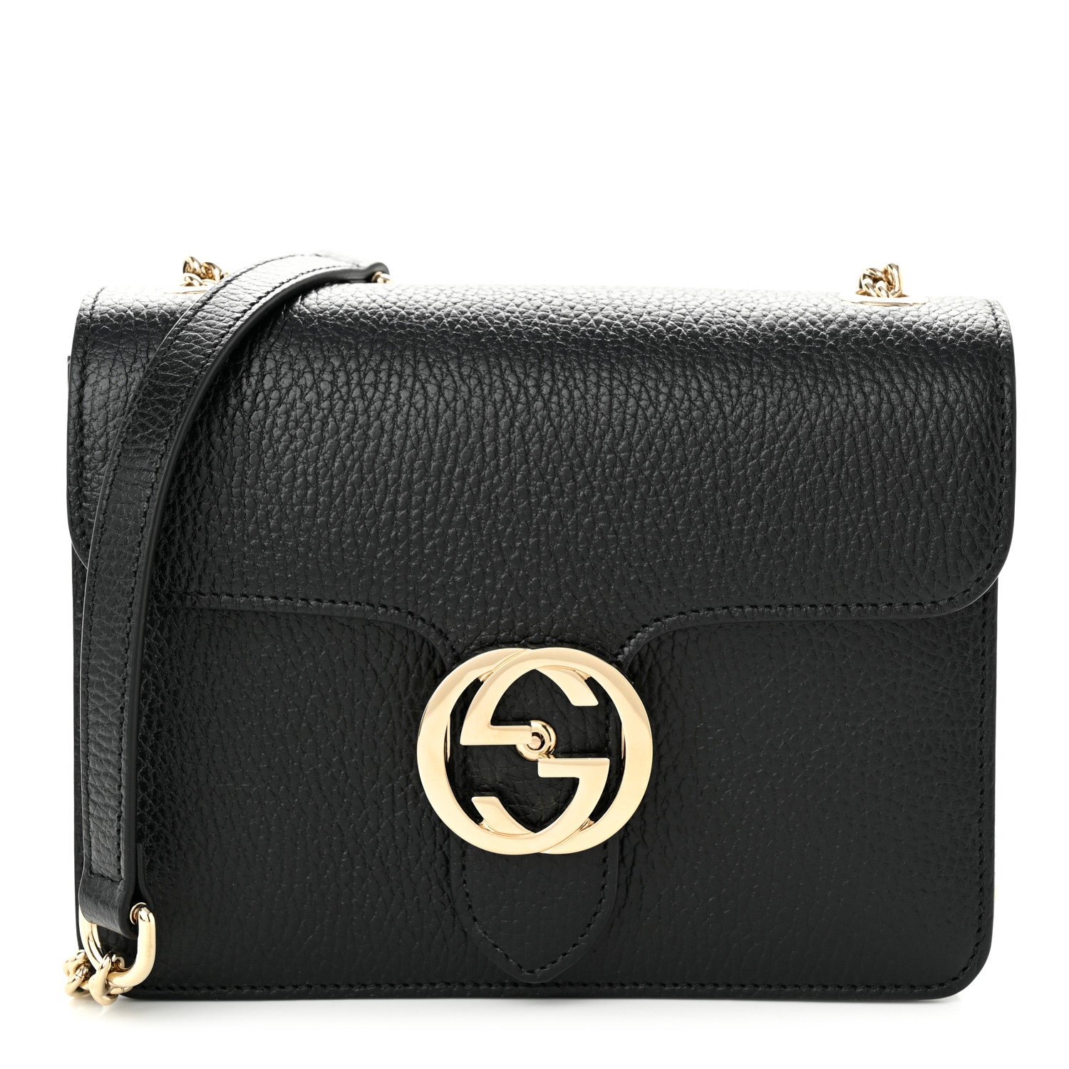 Gucci Dollar Calfskin Small Interlocking G Shoulder Bag Black 1 of 10