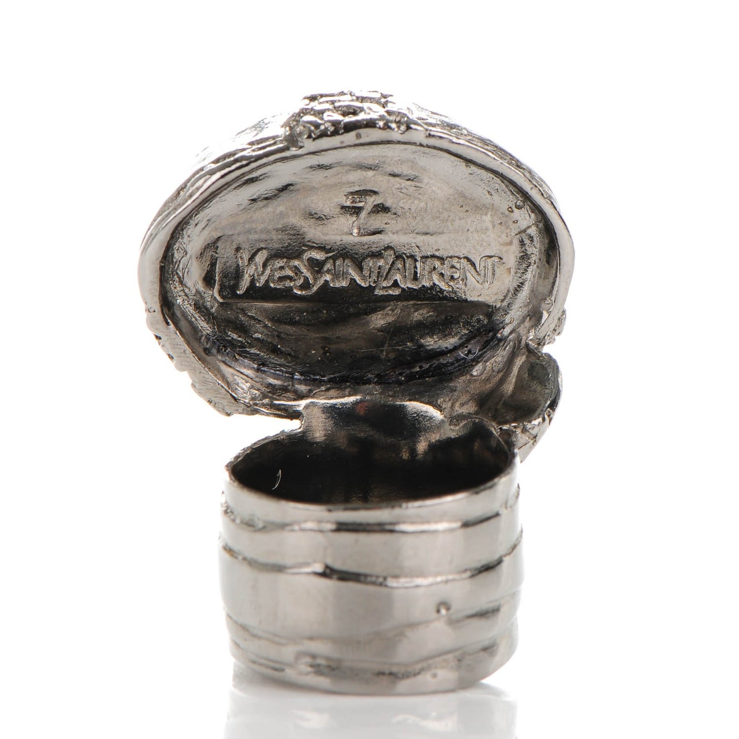 Glass Cabochon Arty Ovale Ring 7 Gunmetal Black