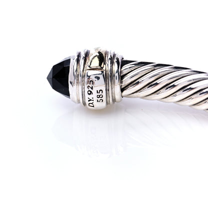 David Yurman Sterling Silver 14K Yellow Gold Black Onyx 5mm Cable Classics Bracelet 5 of 6