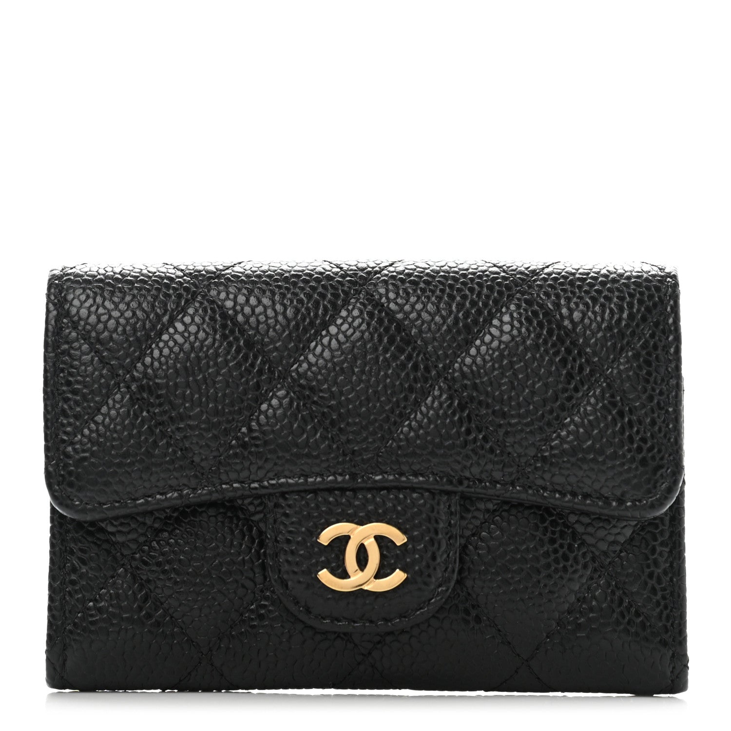 Chanel Caviar Quilted Flap Card Holder Wallet Black 1 of 10