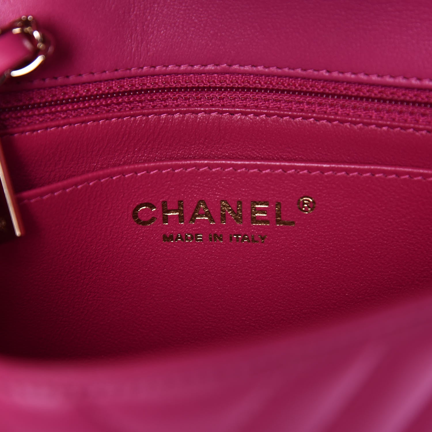 Chanel Lambskin Chevron Quilted Mini Square Flap Fuchsia 6 of 10