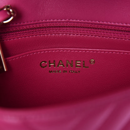 Chanel Lambskin Chevron Quilted Mini Square Flap Fuchsia 6 of 10