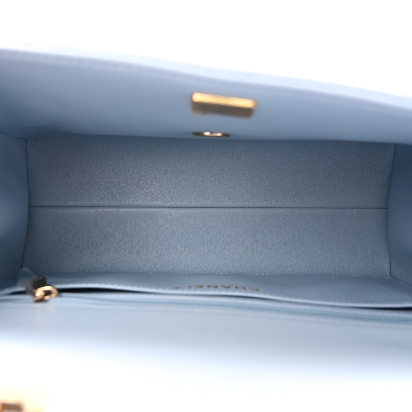 Caviar Quilted Retro Twist Top Handle Flap Light Grey