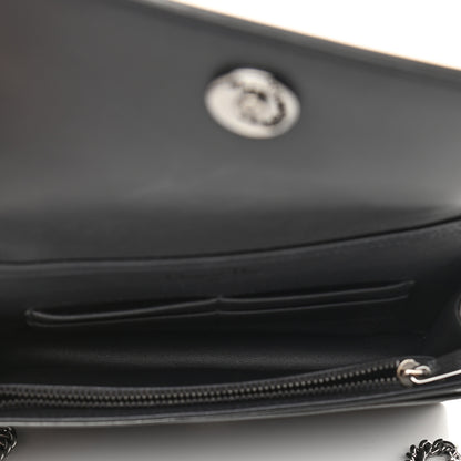 Christian Dior Metallic Patent Micro-Cannage Diorama Wallet on Chain Pouch Onyx Black 5 of 15