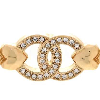 Chanel Crystal CC Heart Link Choker Necklace Gold 4 of 7