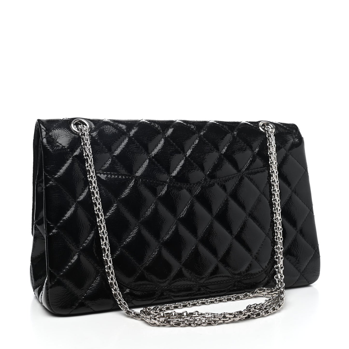 Distressed Patent Quilted 2.55 Reissue 227 Flap Black