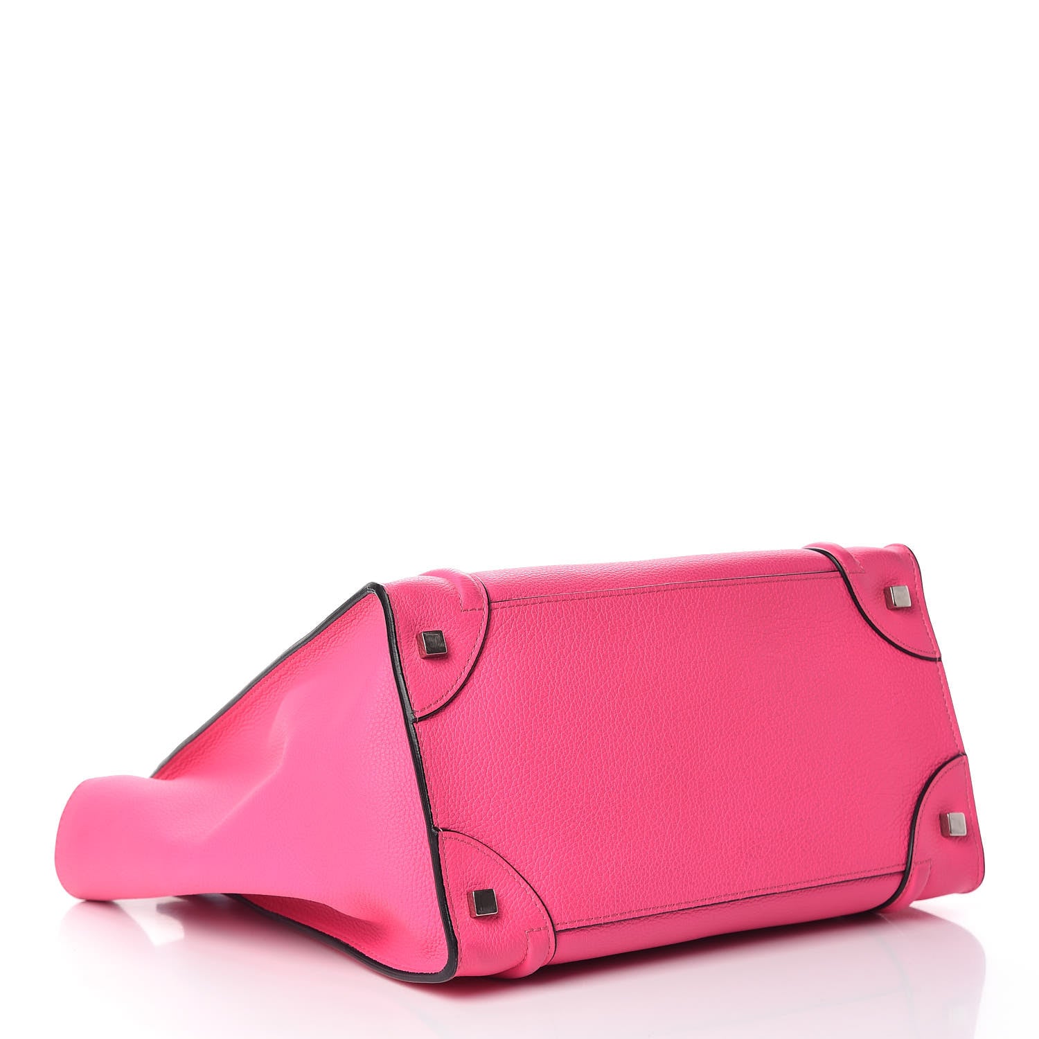 Celine Drummed Calfskin Mini Luggage Fluo Pink 4 of 13