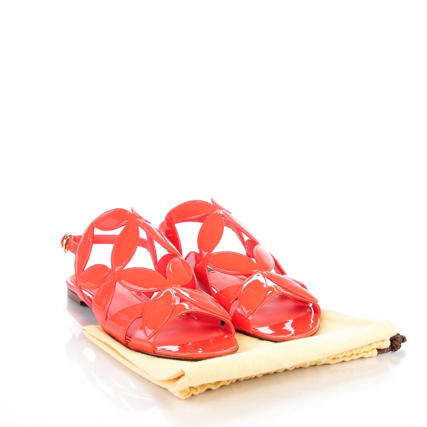 Patent Springtime Flat Sandals 39 Red