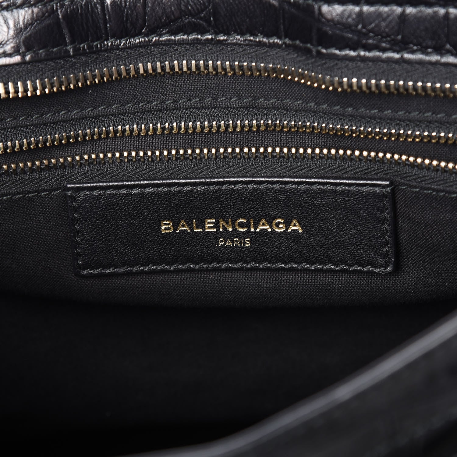 Balenciaga Calfskin Crocodile Embossed Giant 12 Gold Hardware City Black 6 of 9