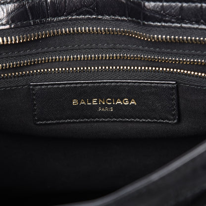 Balenciaga Calfskin Crocodile Embossed Giant 12 Gold Hardware City Black 6 of 9