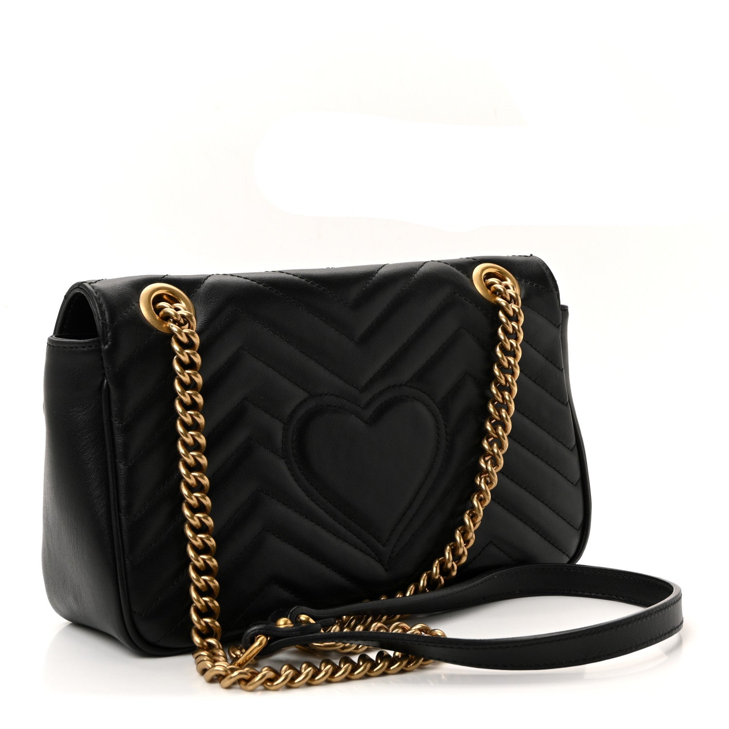 Gucci Calfskin Matelasse Small GG Marmont Shoulder Bag Black 3 of 10