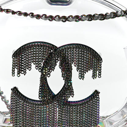 Chanel Plexiglass Iridescent Chain Fringe CC Clutch Clear 7 of 10