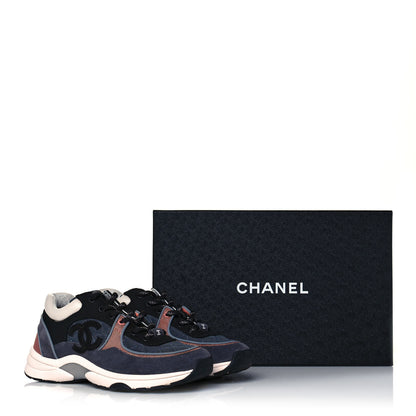 Chanel Nylon Calfskin Suede Womens CC Sneakers 38 Grey Pink 6 of 6