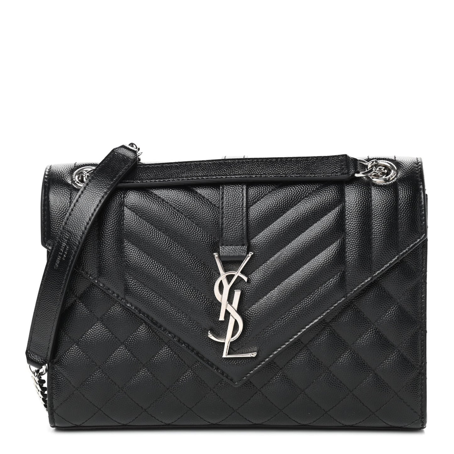 Grain De Poudre Textured Mixed Matelasse Triquilt Medium Monogram Satchel Black
