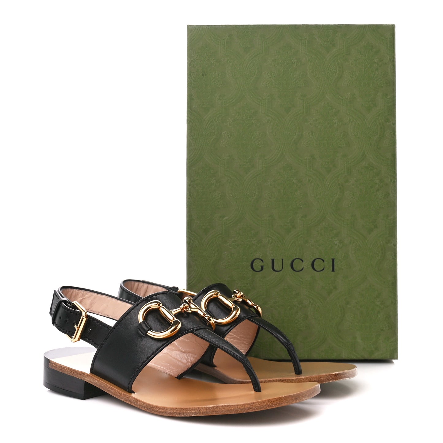Nappa Charlotte Horsebit Thong Sandals 35.5 Black