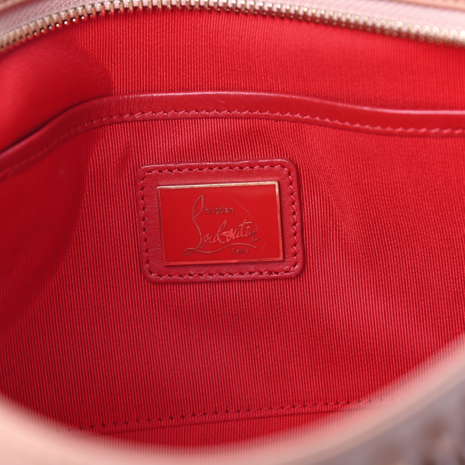 Christian Louboutin Calfskin Studded Loubiposh Chain Clutch Nude 6 of 9