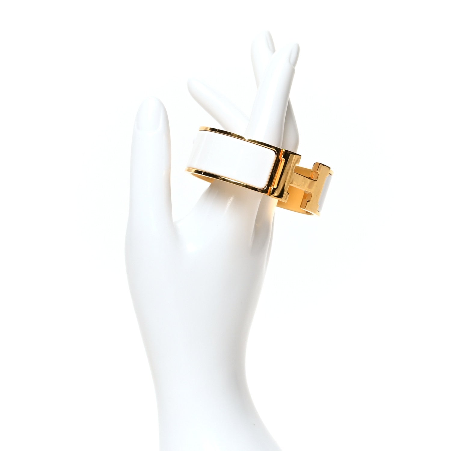 Hermes Enamel Wide Clic Clac H Bracelet PM White 2 of 5