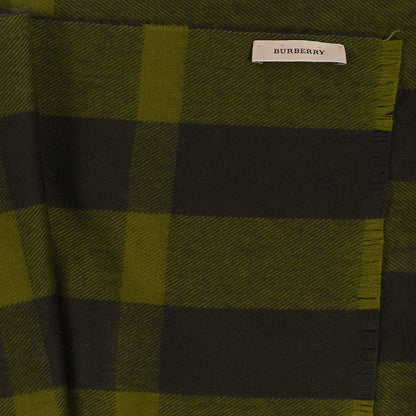 Burberry Wool Giant Exploded Check Fringe Scarf Green Black 3 of 4