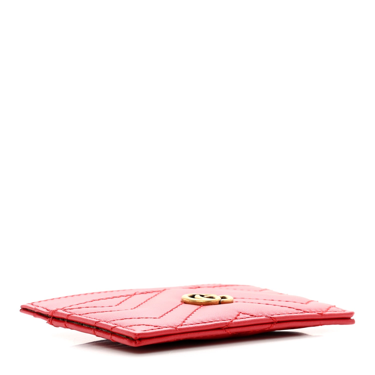 Gucci Calfskin Matelasse GG Marmont Card Holder Hibiscus Red 4 of 7