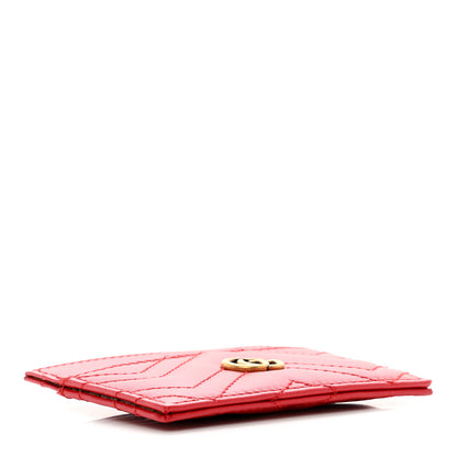 Gucci Calfskin Matelasse GG Marmont Card Holder Hibiscus Red 4 of 7